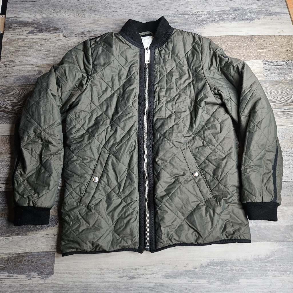 Burberry Children Quilted Bomber Jacket Oliver Green Full Zipper